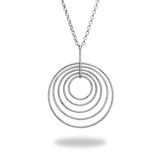 Sterling Silver Dangle Diamond-Cut Circle 18" Necklace Sterling Silver Dangle Diamond-Cut Circle 18" Necklace